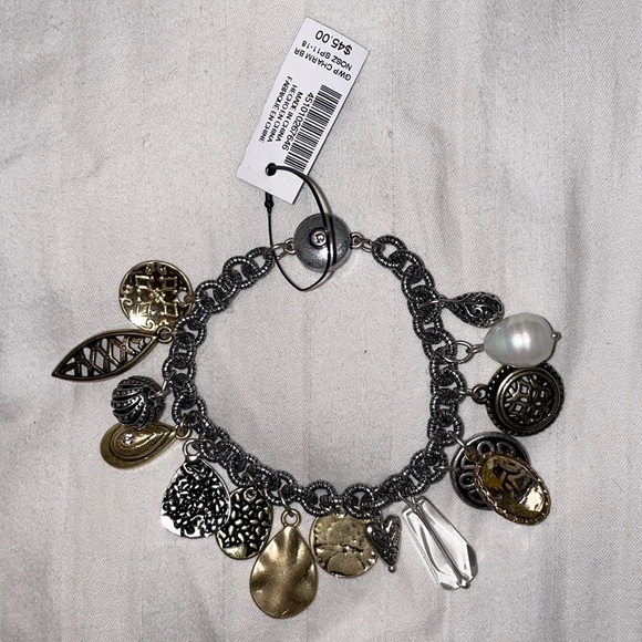 Chico's Jewelry - Chicos silver gold pearl charm bracelet coastal trinket cute collectible artsy